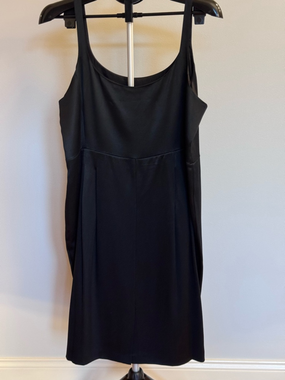 Eileen Fisher Silk Black Scoop-Neck Midi Dress - Size L